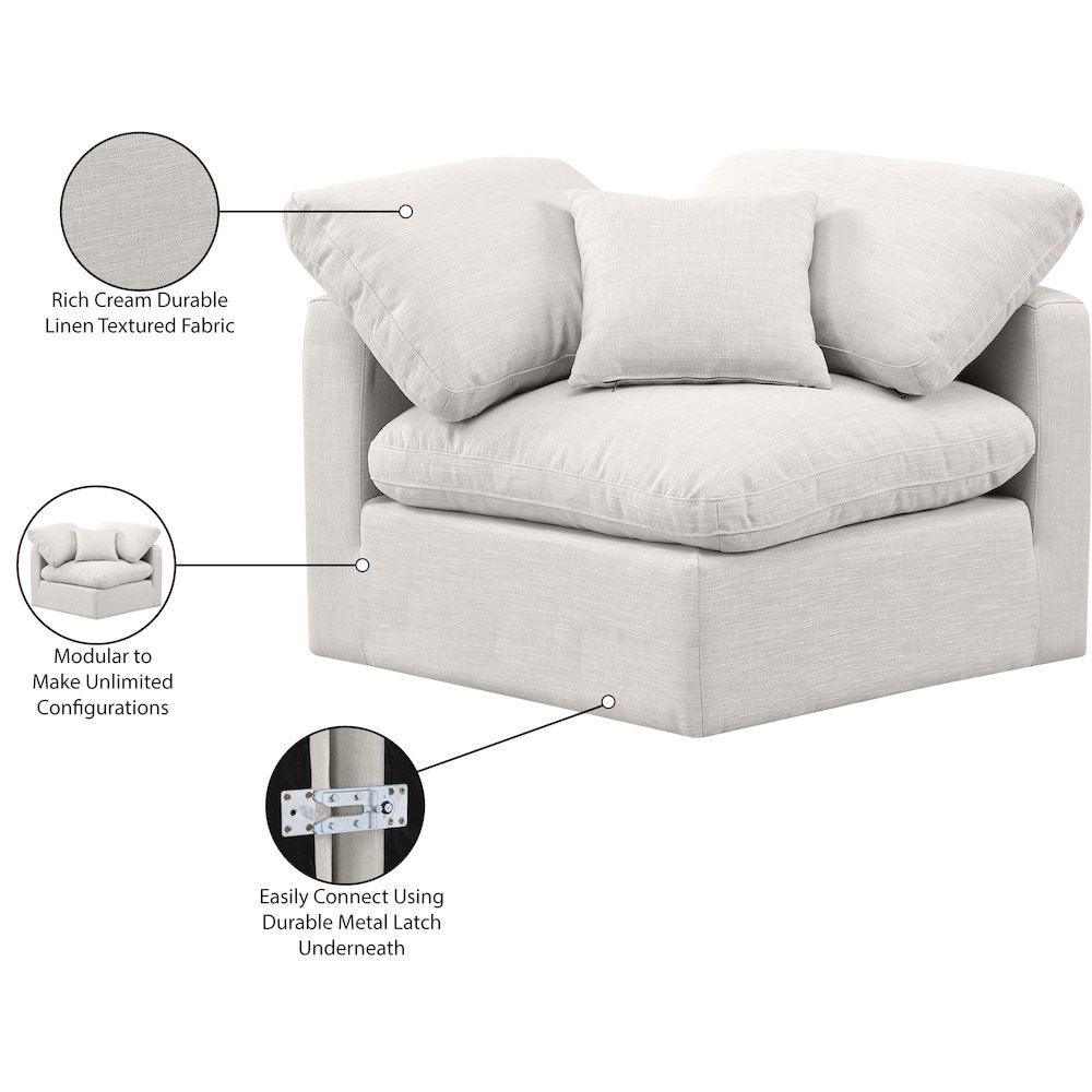 Indulge Cream Linen Textured Fabric Corner Chair. Picture 9