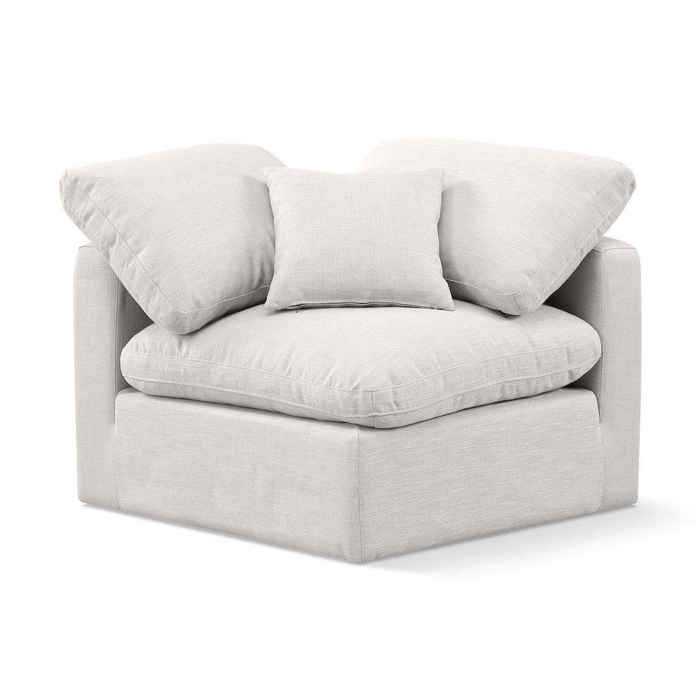 Indulge Cream Linen Textured Fabric Corner Chair. Picture 1