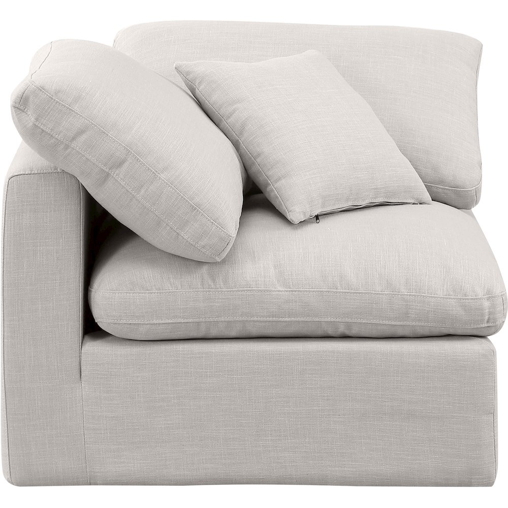 Indulge Cream Linen Textured Fabric Corner Chair. Picture 4