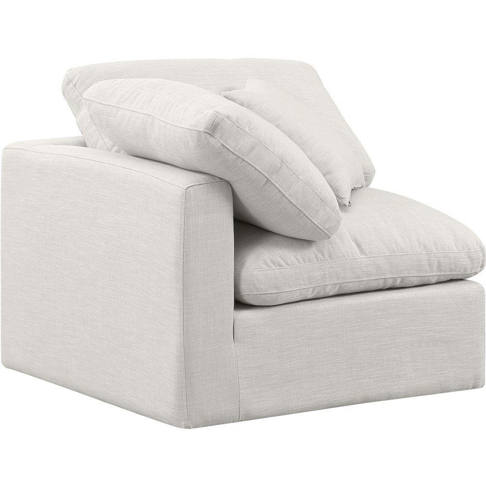 Indulge Cream Linen Textured Fabric Corner Chair. Picture 6