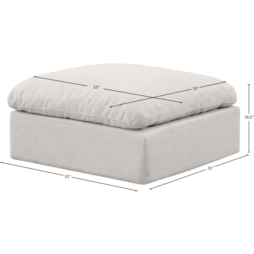 Indulge Cream Linen Textured Fabric Ottoman. Picture 5