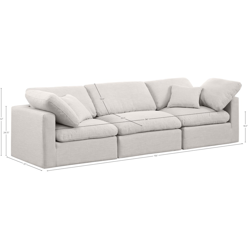 Indulge Cream Linen Textured Fabric Modular Sofa. Picture 8