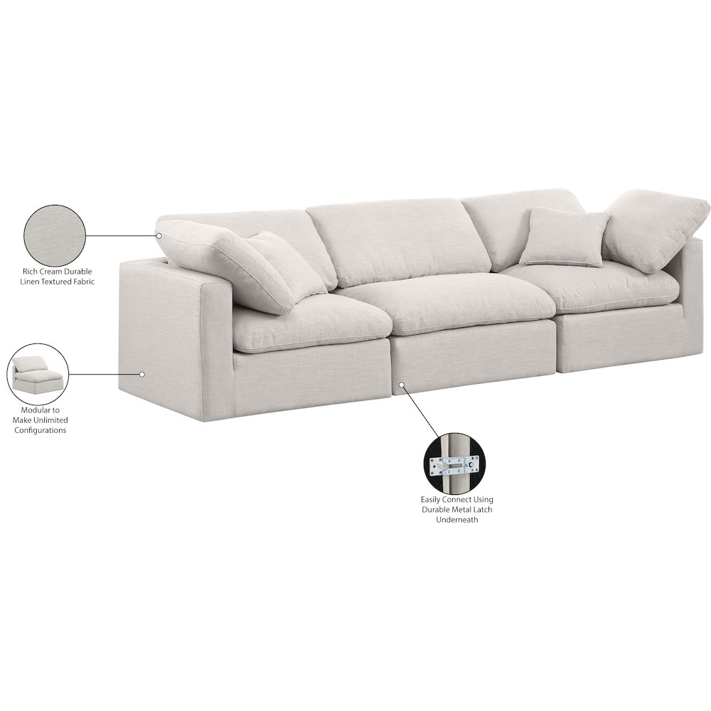 Indulge Cream Linen Textured Fabric Modular Sofa. Picture 9