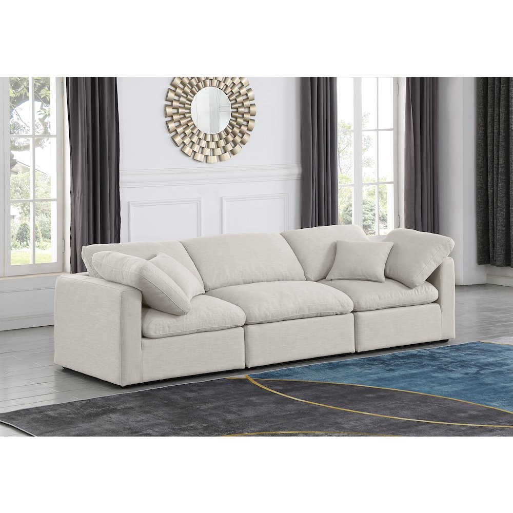 Indulge Cream Linen Textured Fabric Modular Sofa. Picture 2