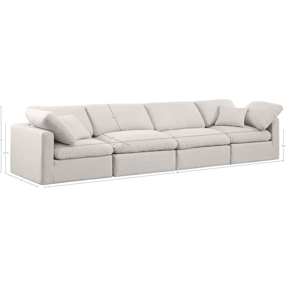 Indulge Cream Linen Textured Fabric Modular Sofa. Picture 8