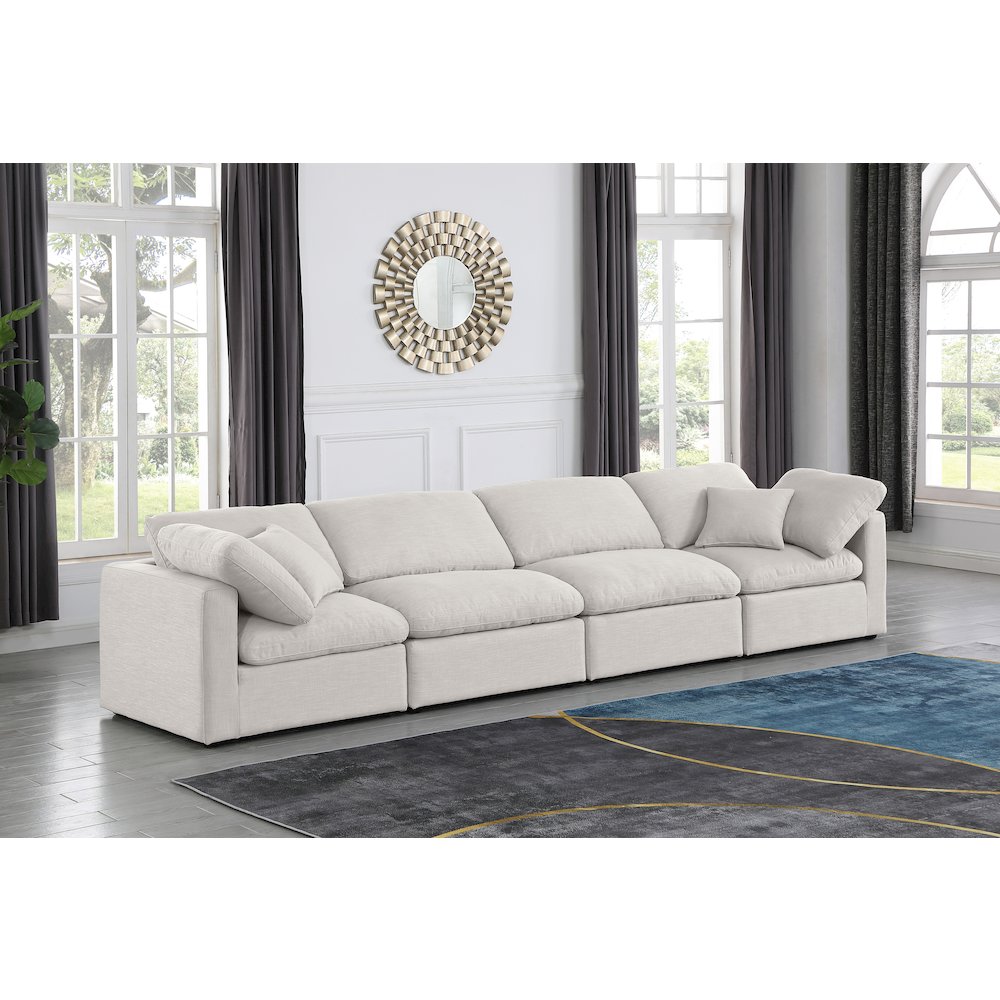 Indulge Cream Linen Textured Fabric Modular Sofa. Picture 2