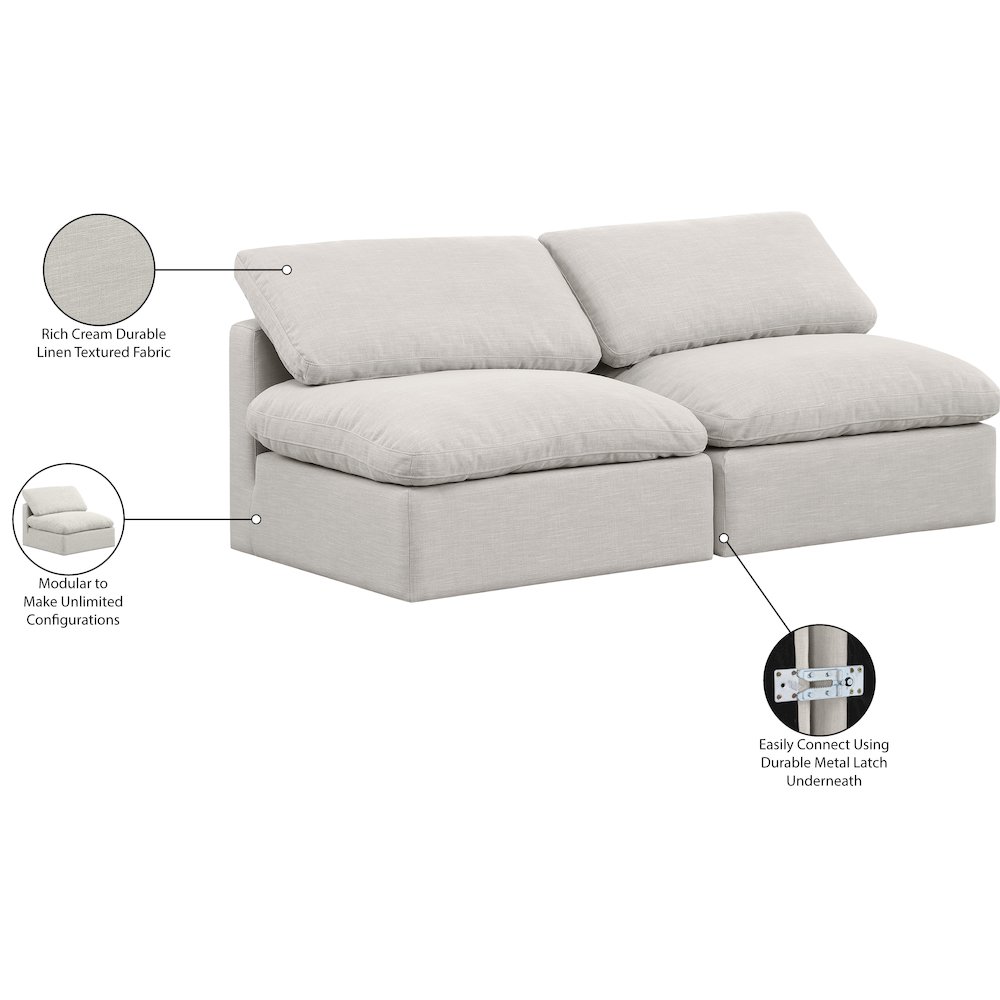 Indulge Cream Linen Textured Fabric Modular Sofa. Picture 8