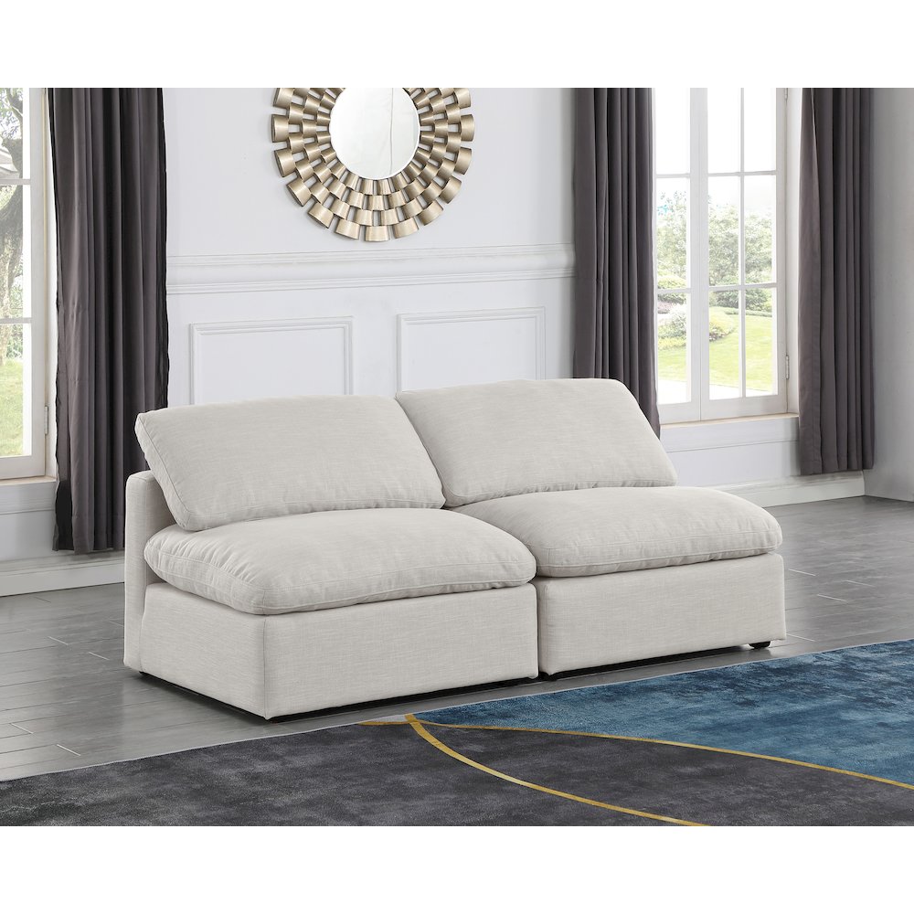 Indulge Cream Linen Textured Fabric Modular Sofa. Picture 2