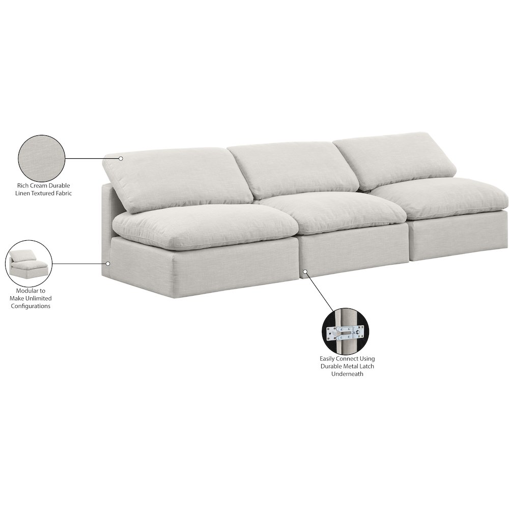 Indulge Cream Linen Textured Fabric Modular Sofa. Picture 8