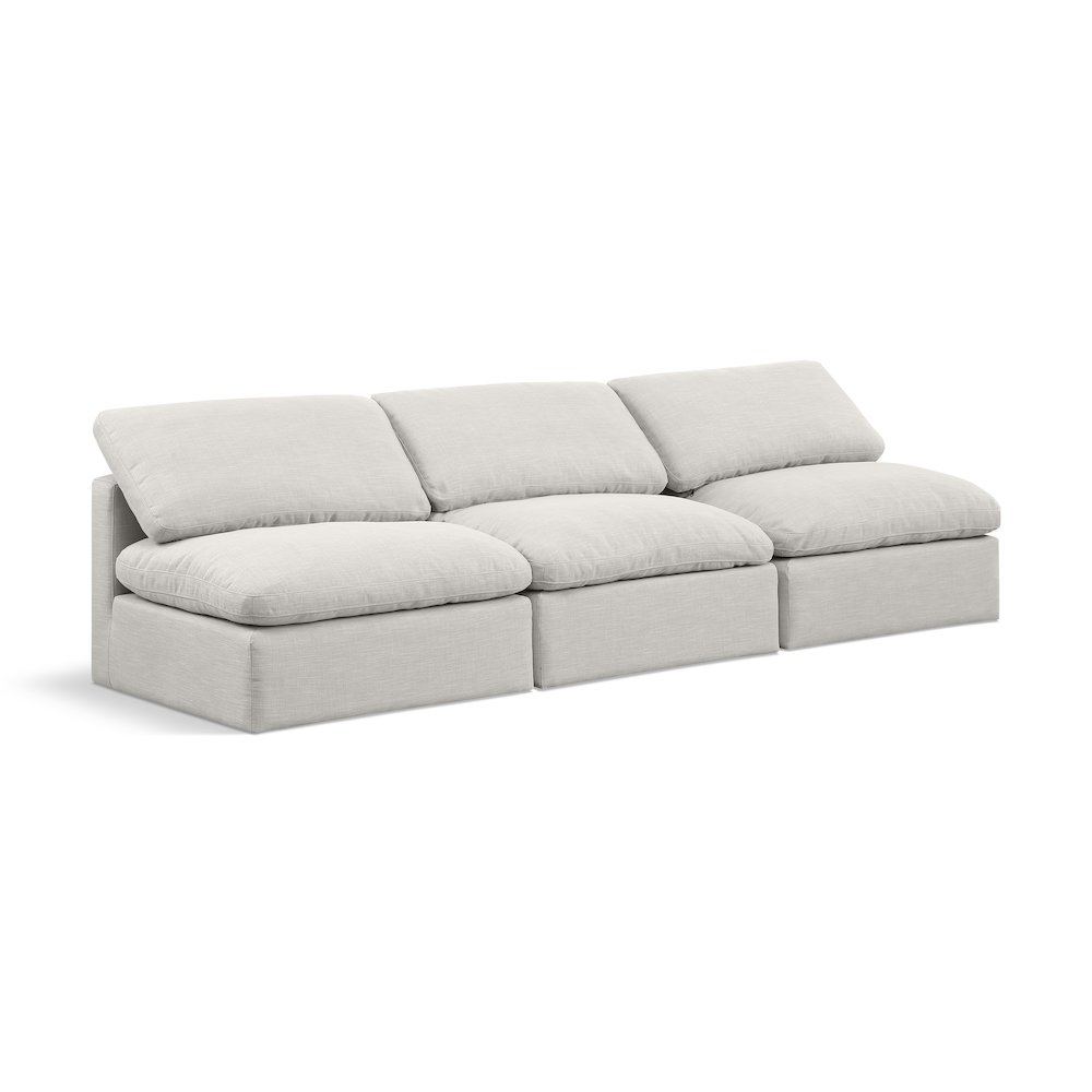 Indulge Cream Linen Textured Fabric Modular Sofa. Picture 1