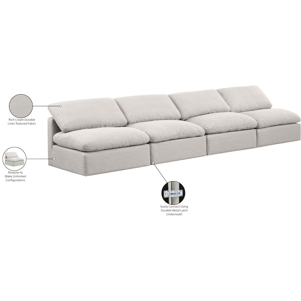 Indulge Cream Linen Textured Fabric Modular Sofa. Picture 8