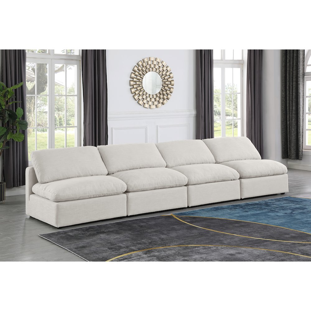 Indulge Cream Linen Textured Fabric Modular Sofa. Picture 2