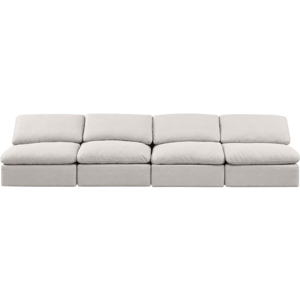 Indulge Cream Linen Textured Fabric Modular Sofa. Picture 4