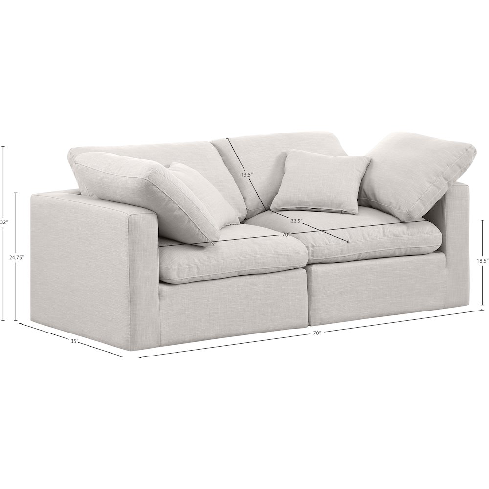 Indulge Cream Linen Textured Fabric Modular Sofa. Picture 8