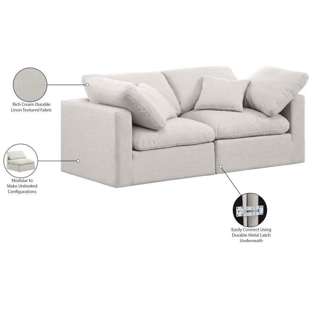 Indulge Cream Linen Textured Fabric Modular Sofa. Picture 9