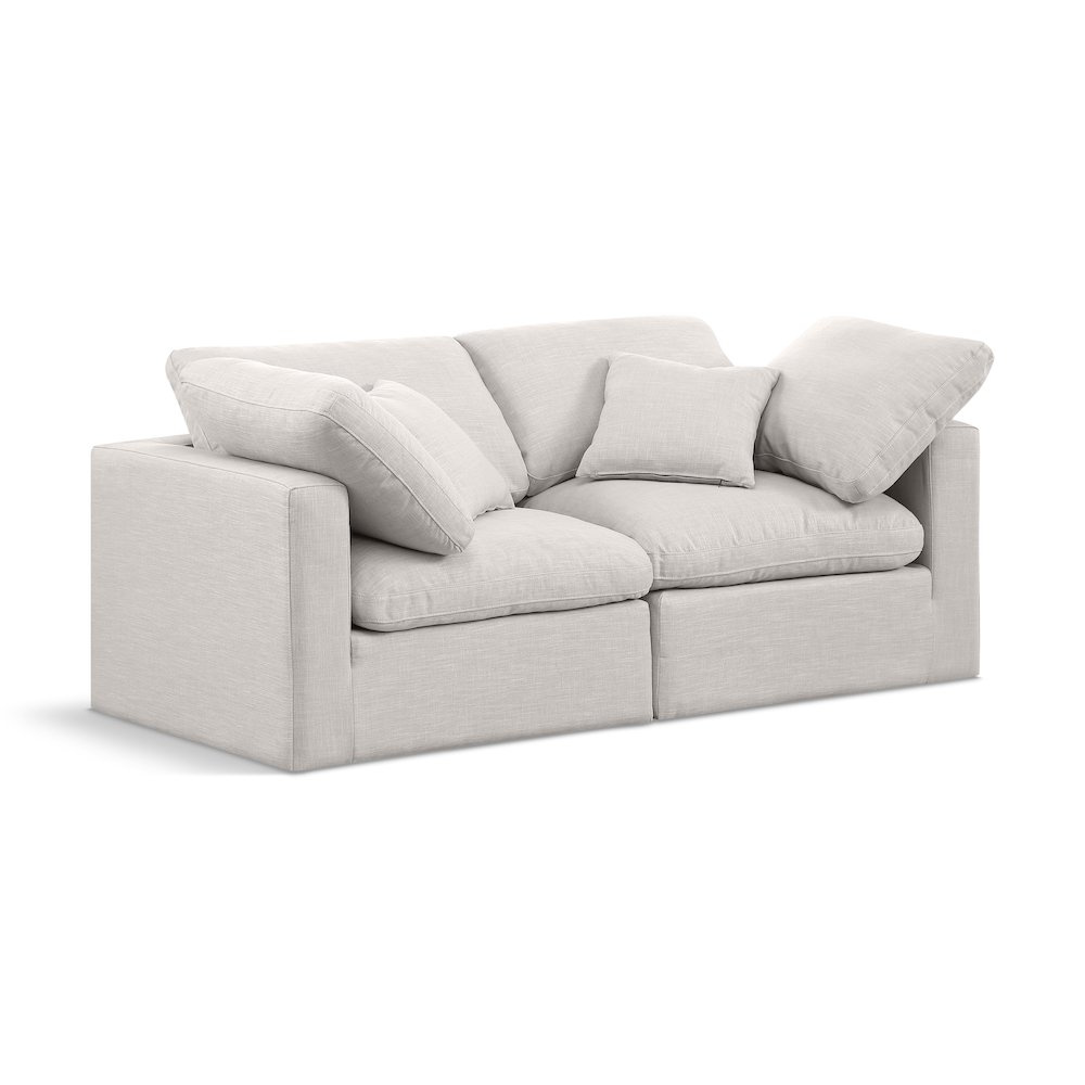 Indulge Cream Linen Textured Fabric Modular Sofa. Picture 1