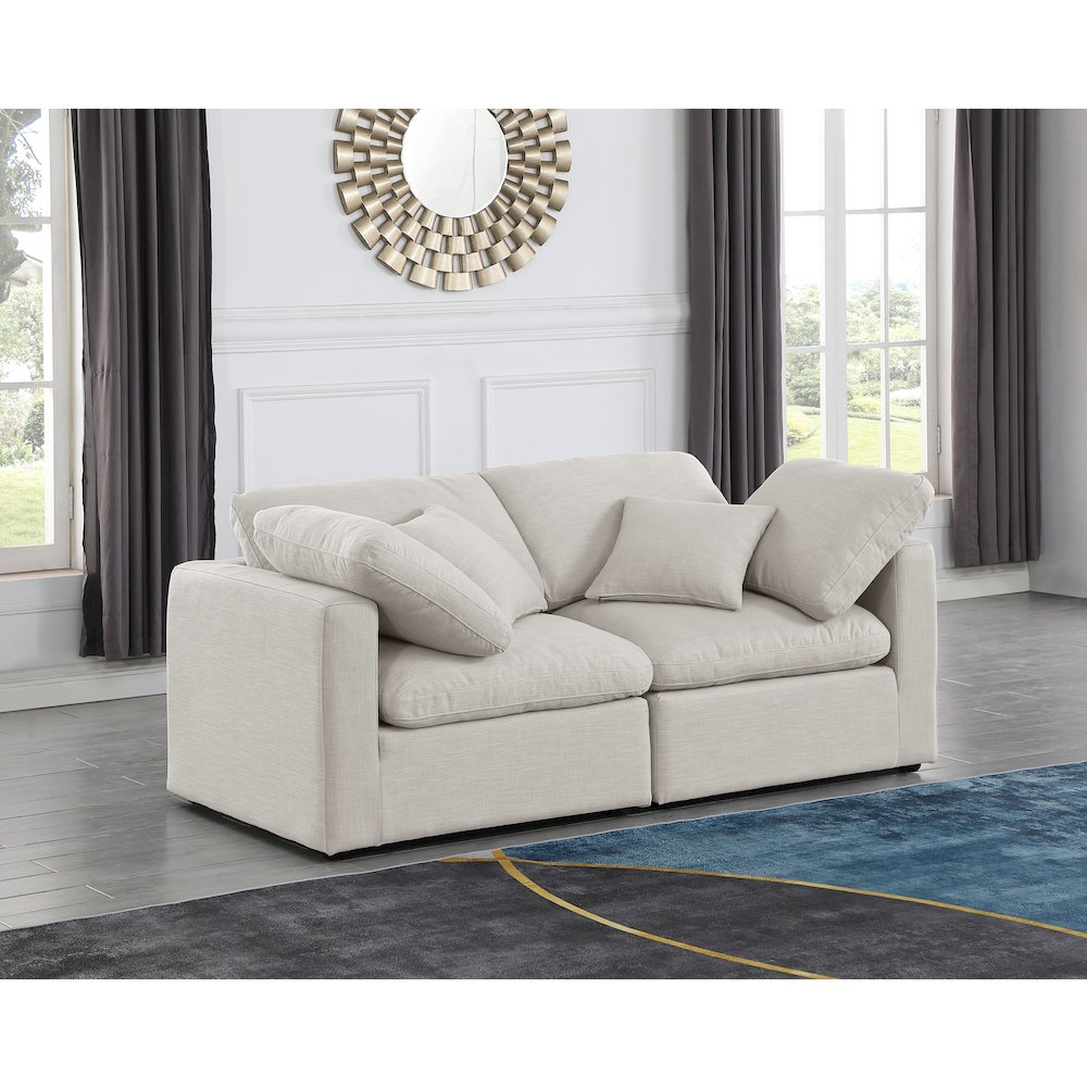 Indulge Cream Linen Textured Fabric Modular Sofa. Picture 2