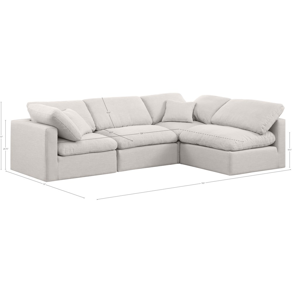 Indulge Cream Linen Textured Fabric Modular Sectional. Picture 9