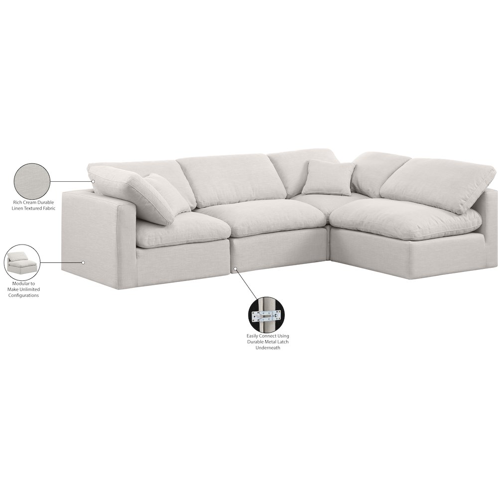 Indulge Cream Linen Textured Fabric Modular Sectional. Picture 10