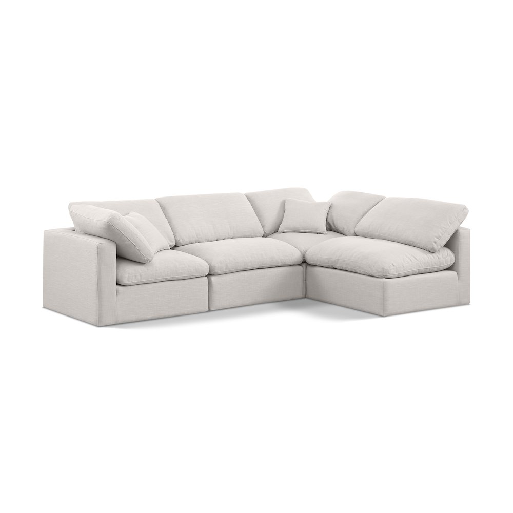 Indulge Cream Linen Textured Fabric Modular Sectional. Picture 1