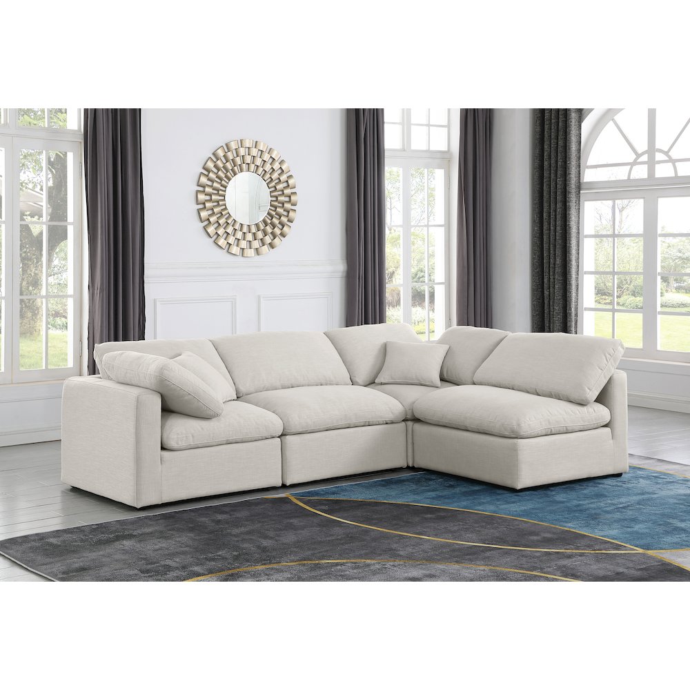Indulge Cream Linen Textured Fabric Modular Sectional. Picture 2