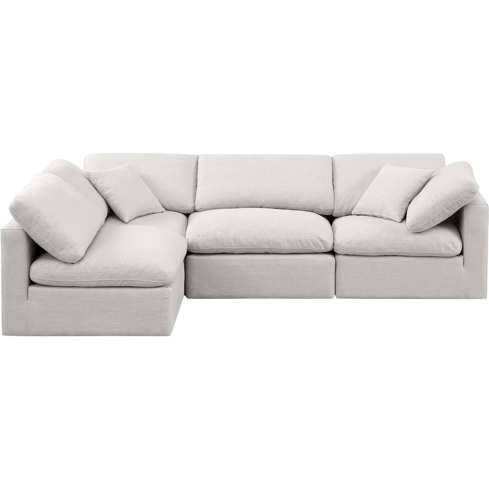 Indulge Cream Linen Textured Fabric Modular Sectional. Picture 4