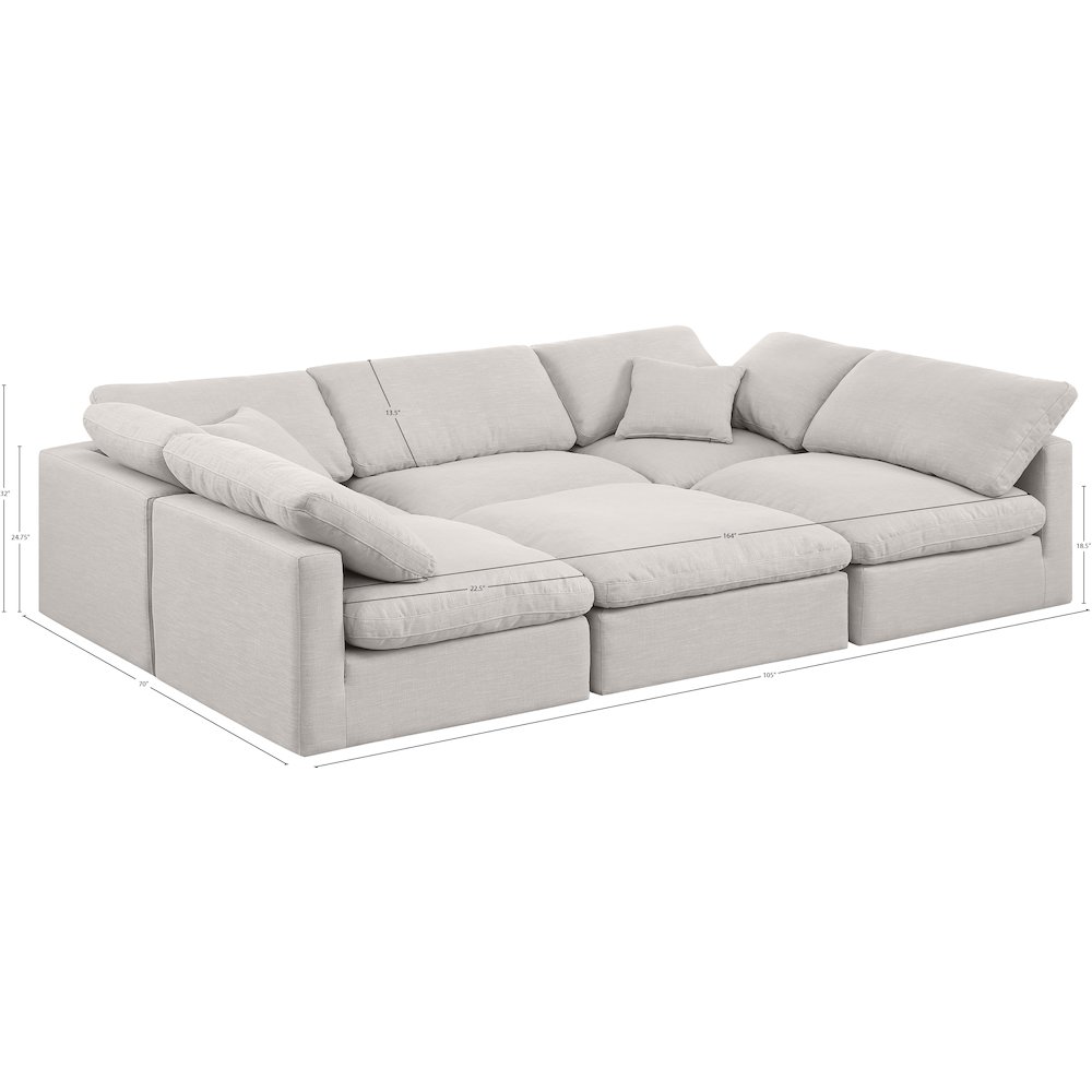 Indulge Cream Linen Textured Fabric Modular Sectional. Picture 8