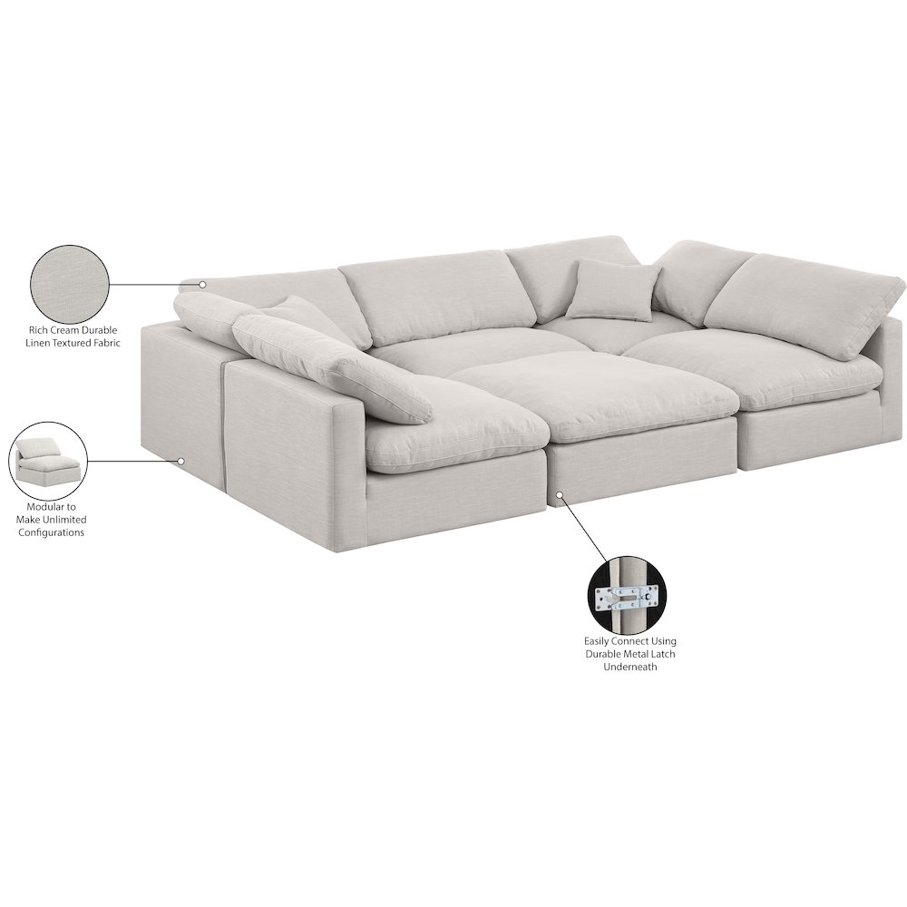 Indulge Cream Linen Textured Fabric Modular Sectional. Picture 9
