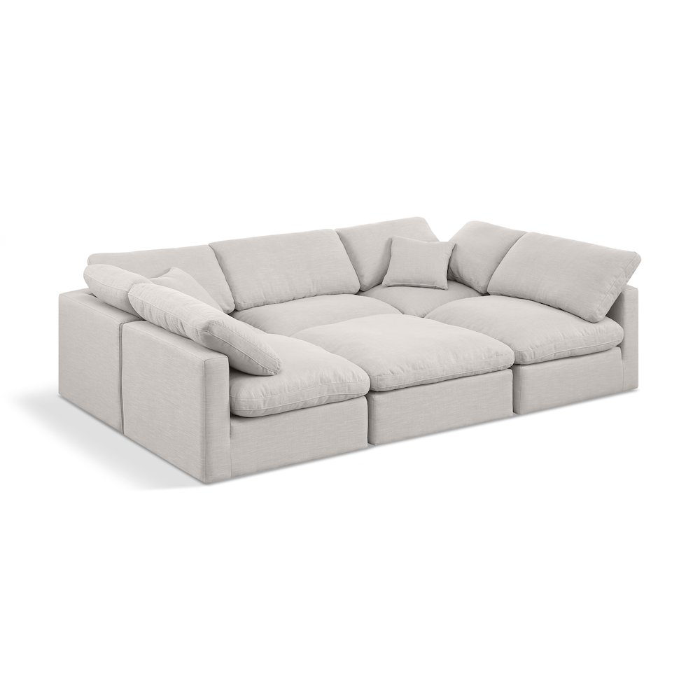 Indulge Cream Linen Textured Fabric Modular Sectional. Picture 1
