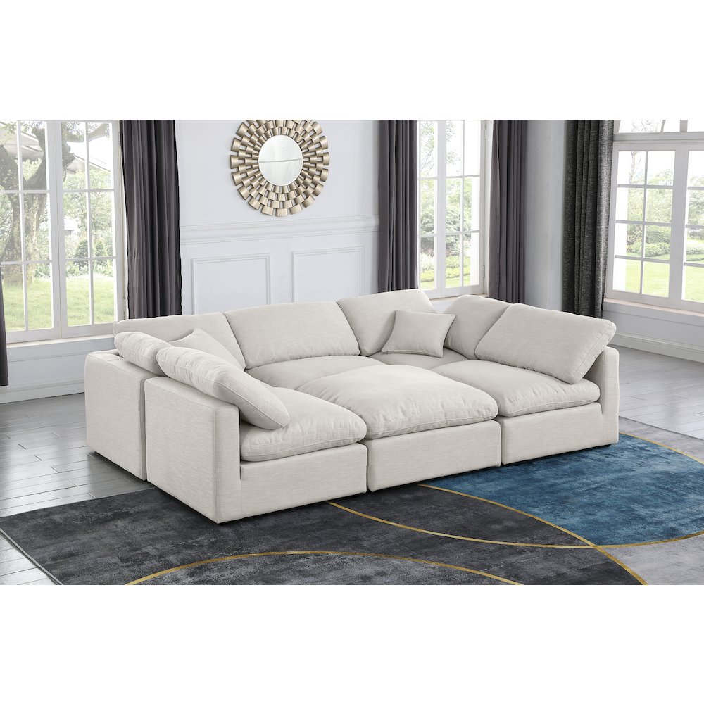 Indulge Cream Linen Textured Fabric Modular Sectional. Picture 2