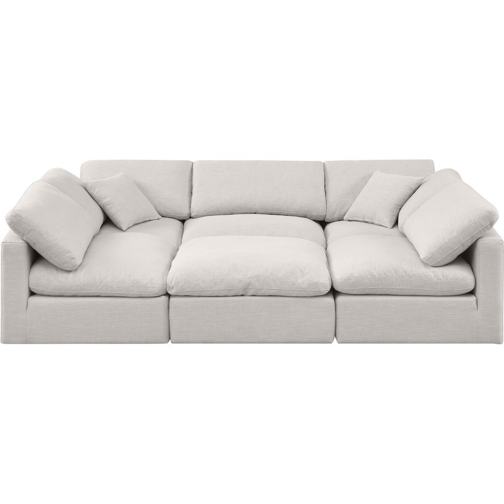 Indulge Cream Linen Textured Fabric Modular Sectional. Picture 4