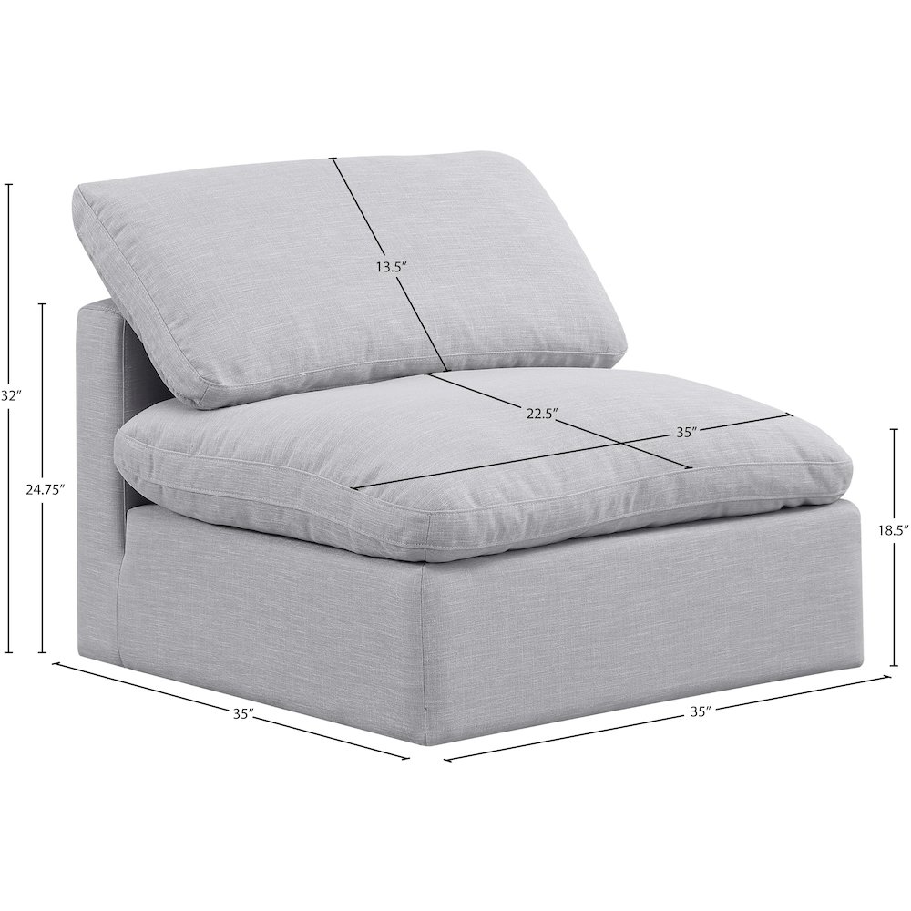 Indulge Grey Linen Textured Fabric Armless Chair. Picture 7