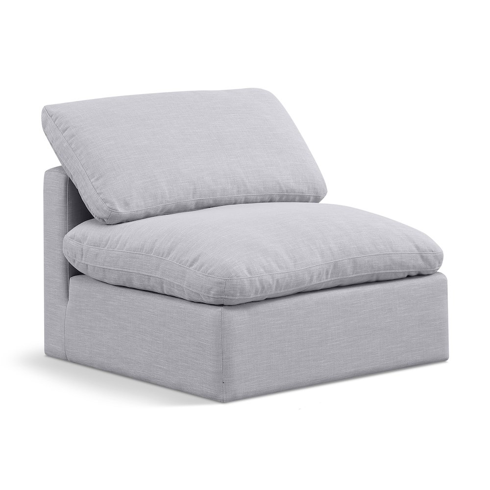 Indulge Grey Linen Textured Fabric Armless Chair. Picture 1