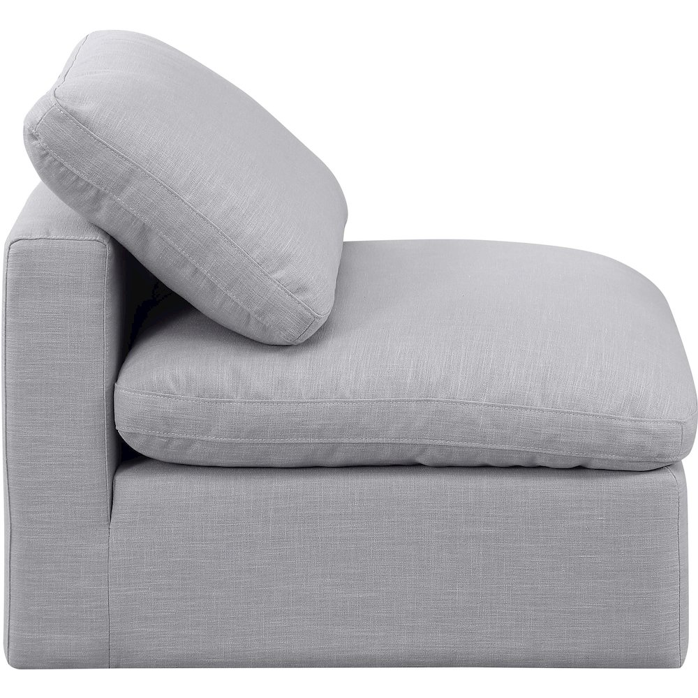 Indulge Grey Linen Textured Fabric Armless Chair. Picture 5