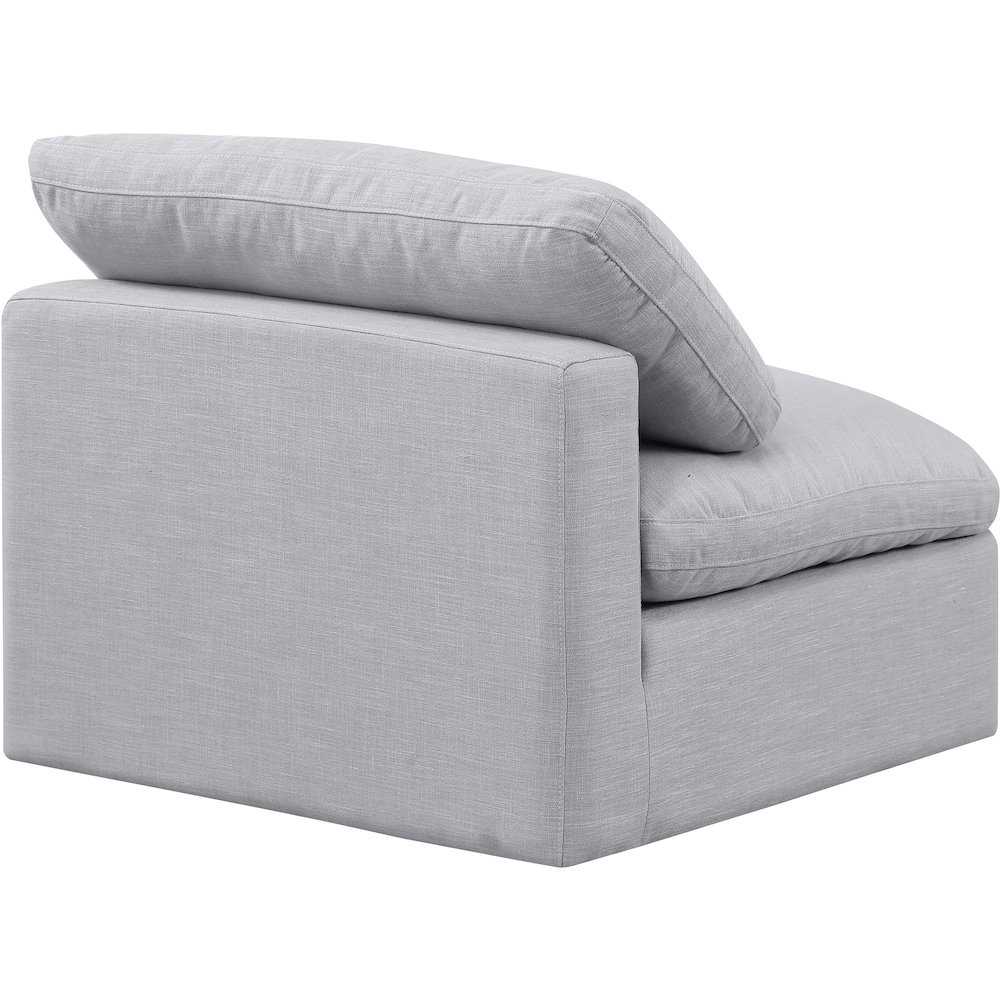 Indulge Grey Linen Textured Fabric Armless Chair. Picture 6