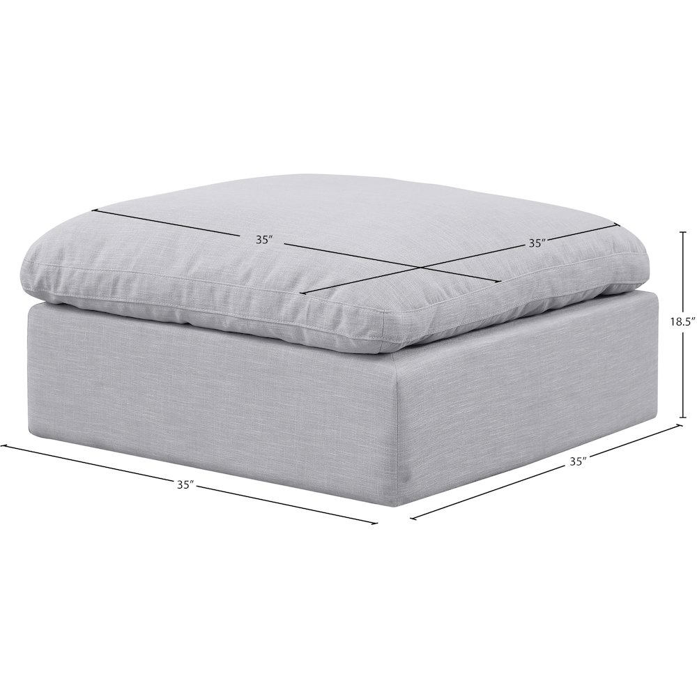Indulge Grey Linen Textured Fabric Ottoman. Picture 4