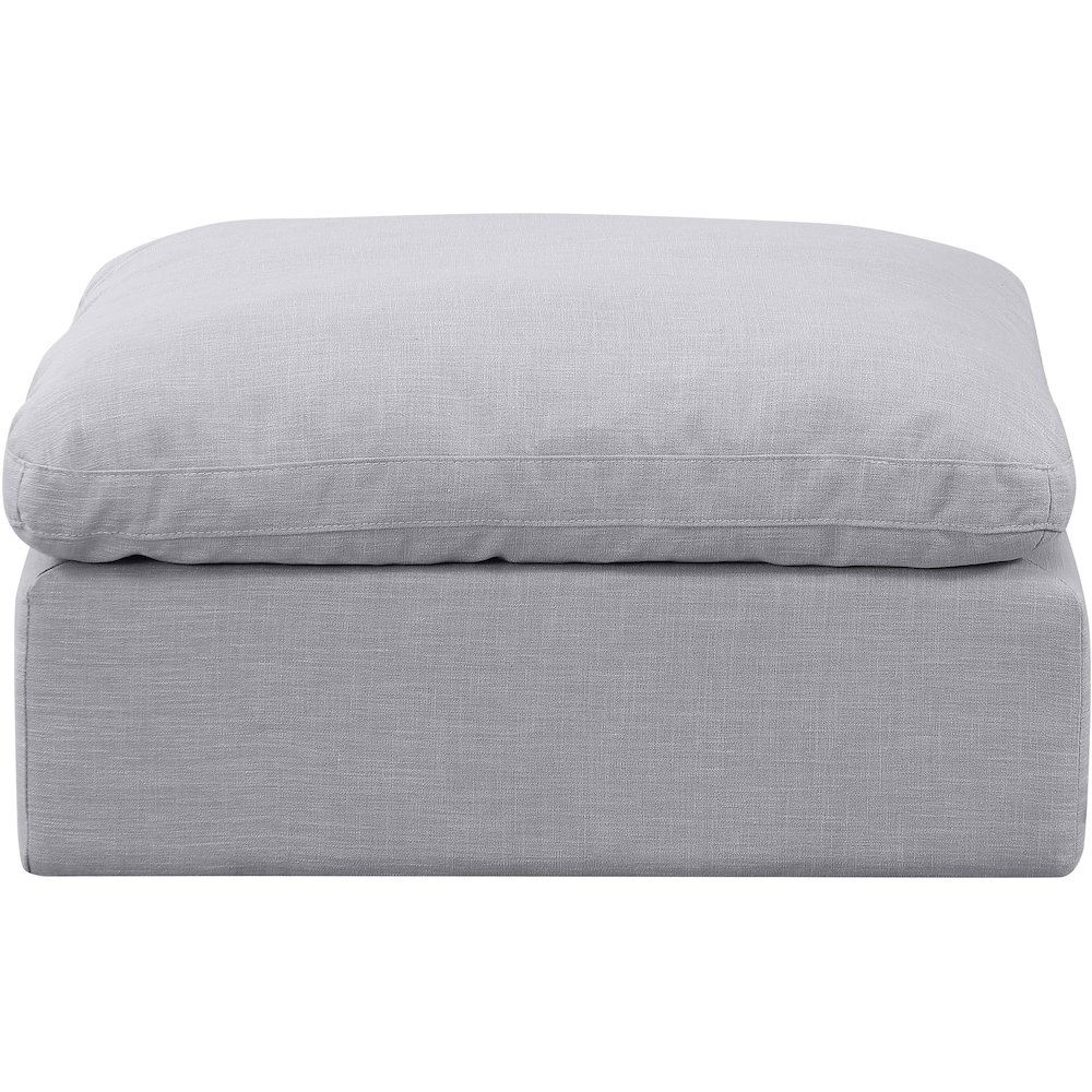 Indulge Grey Linen Textured Fabric Ottoman. Picture 3