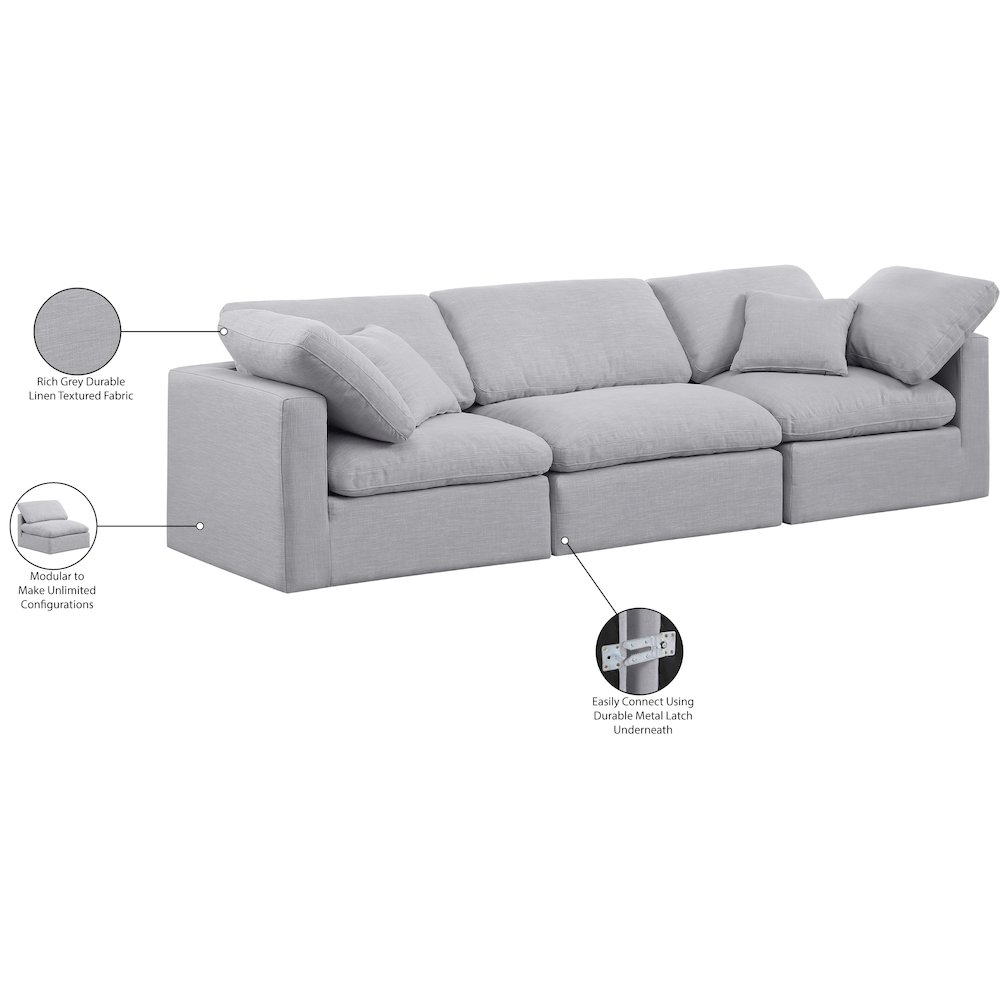 Indulge Grey Linen Textured Fabric Modular Sofa. Picture 7