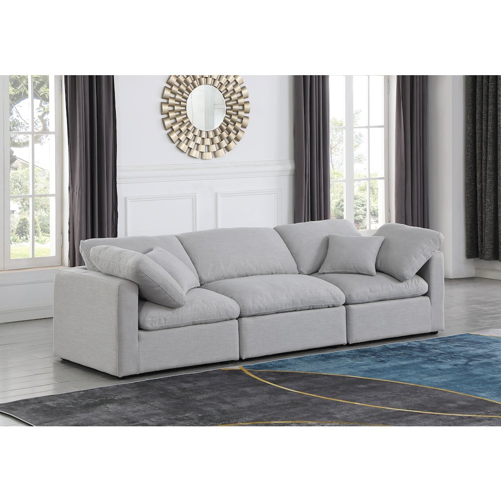 Indulge Grey Linen Textured Fabric Modular Sofa. Picture 2