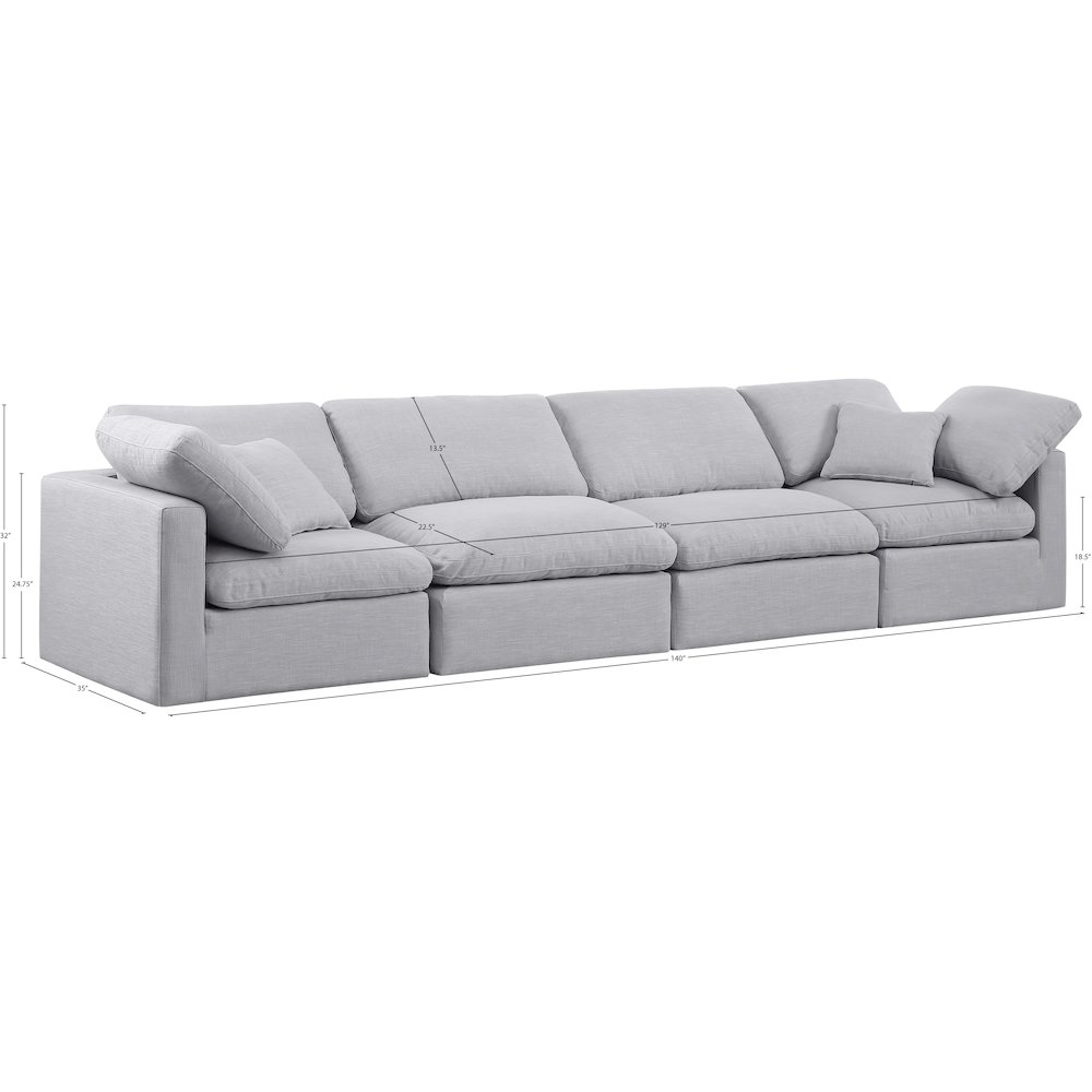 Indulge Grey Linen Textured Fabric Modular Sofa. Picture 6