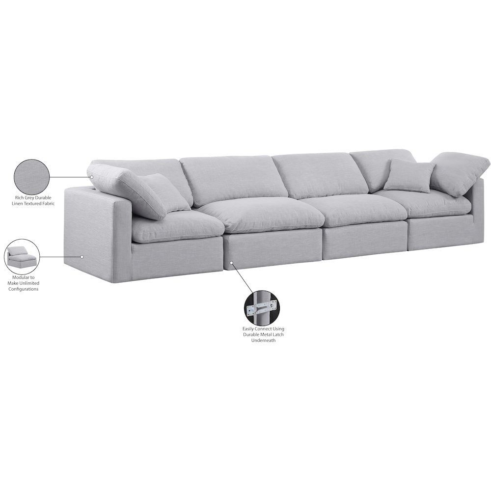 Indulge Grey Linen Textured Fabric Modular Sofa. Picture 7