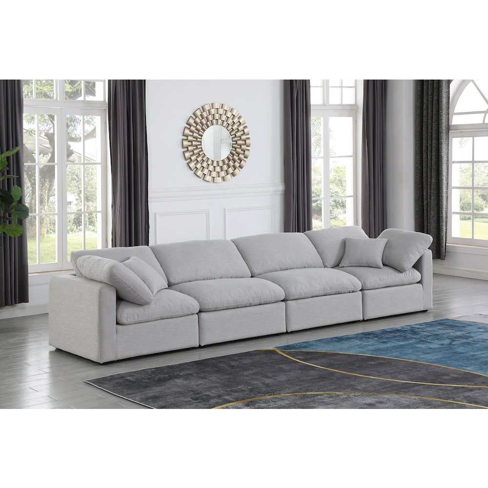Indulge Grey Linen Textured Fabric Modular Sofa. Picture 2