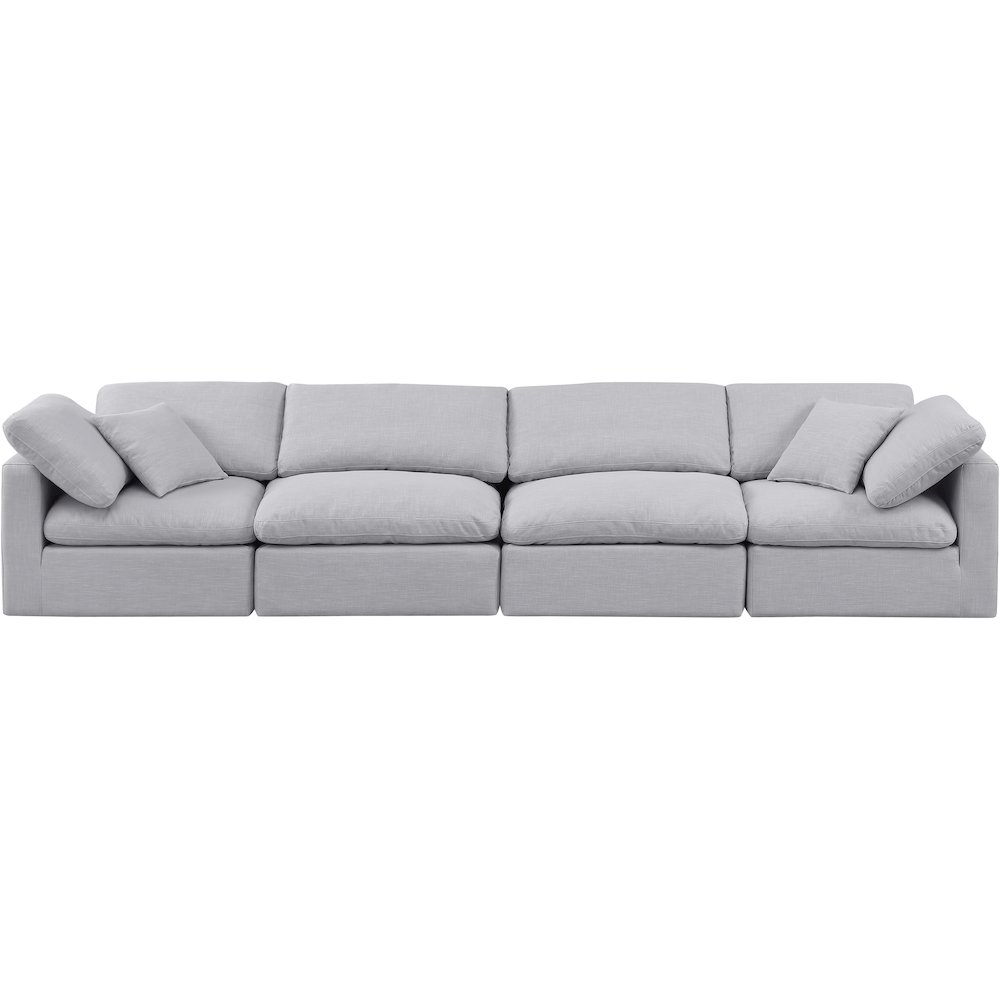 Indulge Grey Linen Textured Fabric Modular Sofa. Picture 4