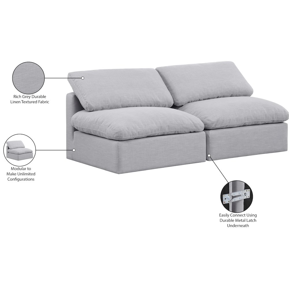Indulge Grey Linen Textured Fabric Modular Sofa. Picture 7
