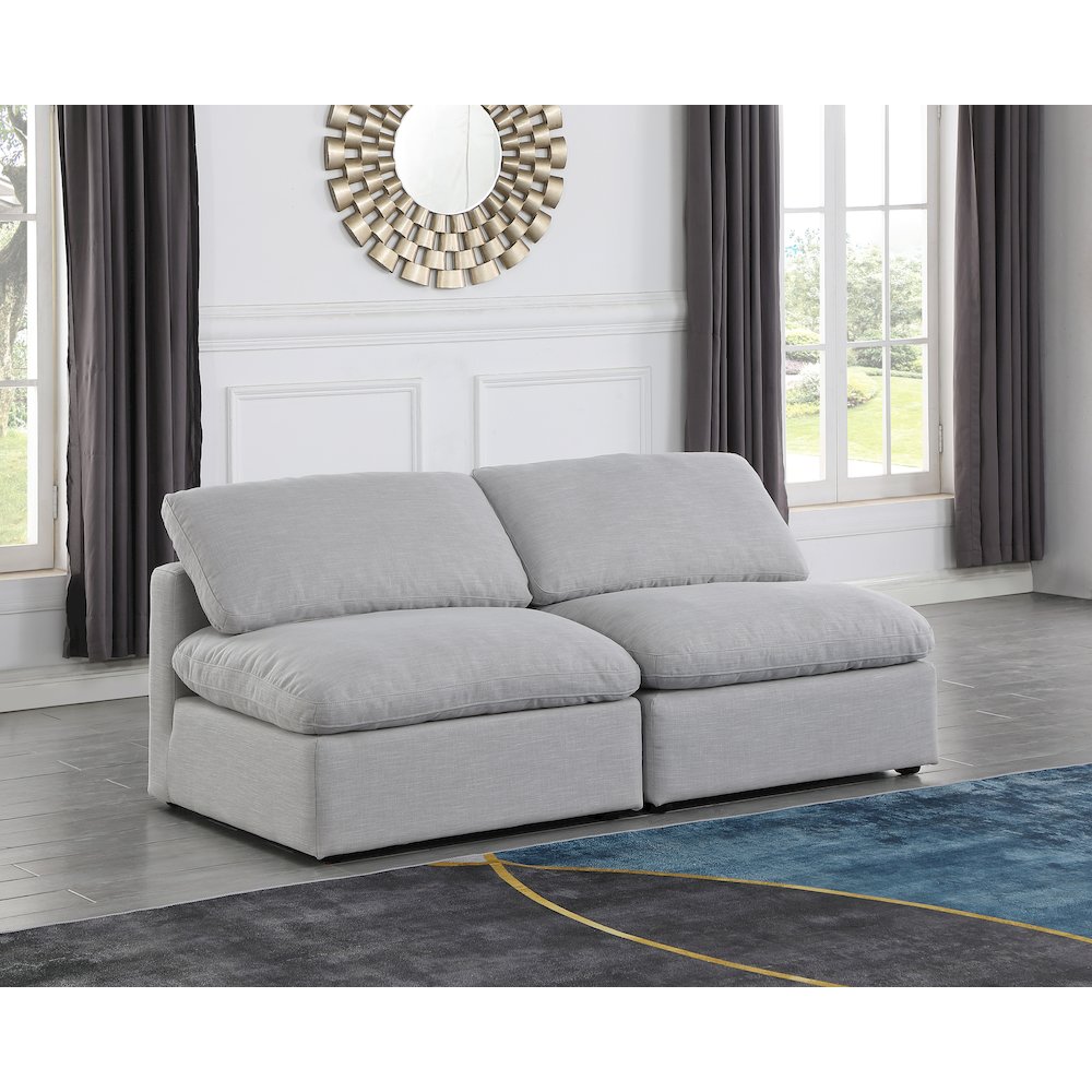 Indulge Grey Linen Textured Fabric Modular Sofa. Picture 2