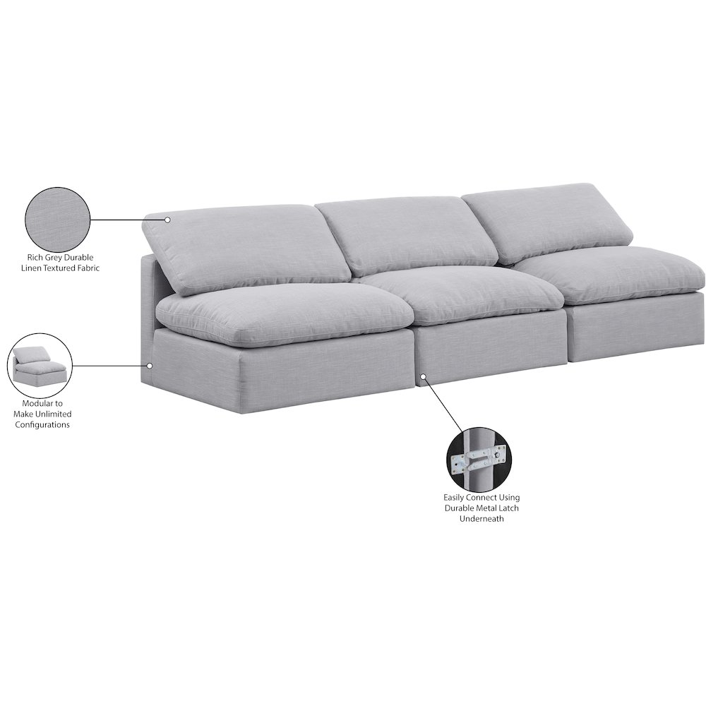 Indulge Grey Linen Textured Fabric Modular Sofa. Picture 7