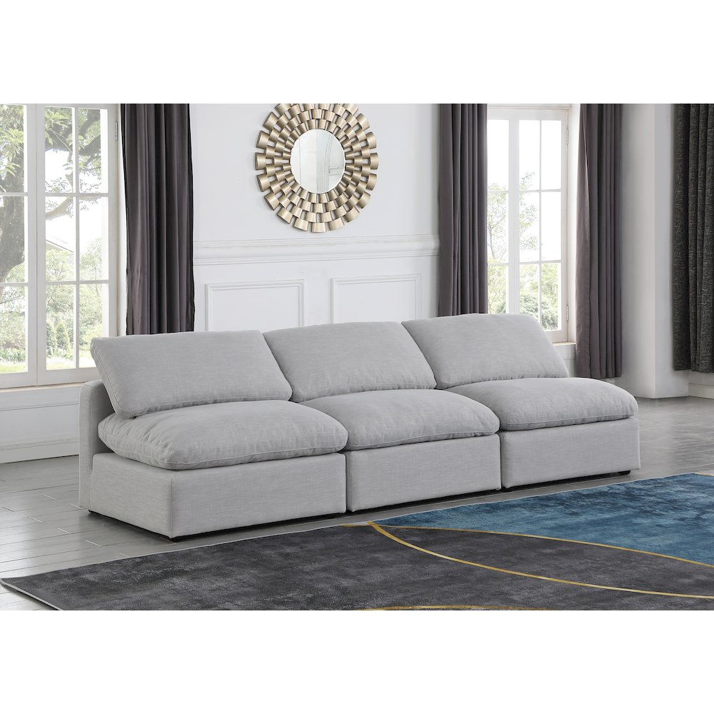 Indulge Grey Linen Textured Fabric Modular Sofa. Picture 2
