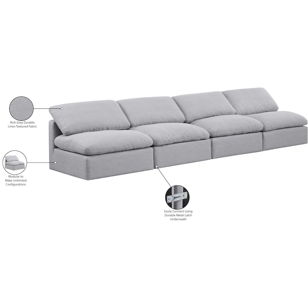 Indulge Grey Linen Textured Fabric Modular Sofa. Picture 7