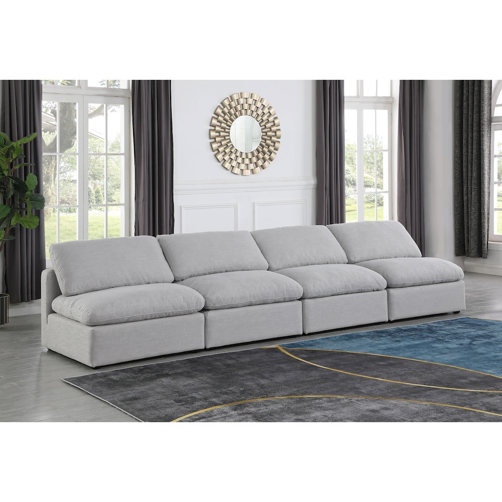 Indulge Grey Linen Textured Fabric Modular Sofa. Picture 2