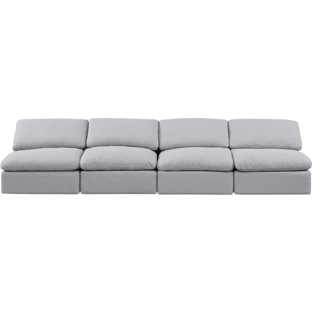 Indulge Grey Linen Textured Fabric Modular Sofa. Picture 4
